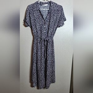 Floral Print Navy Dress